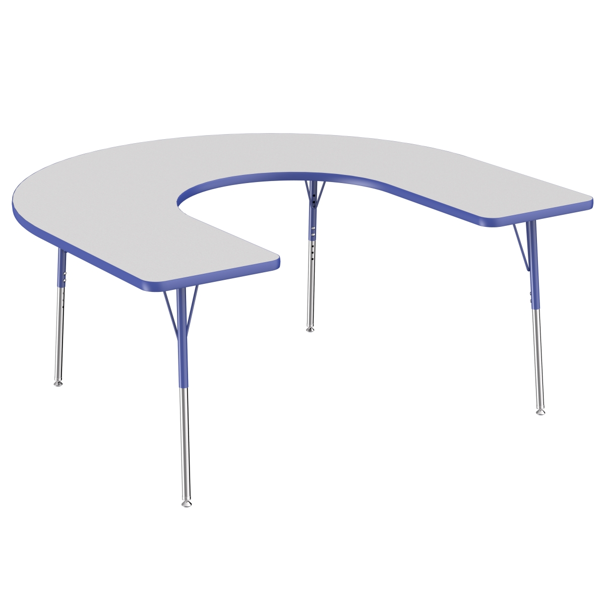 10093-gybl 60 X 66 In. Horseshoe T-mold Adjustable Activity Table With Standard Swivel - Grey & Blue