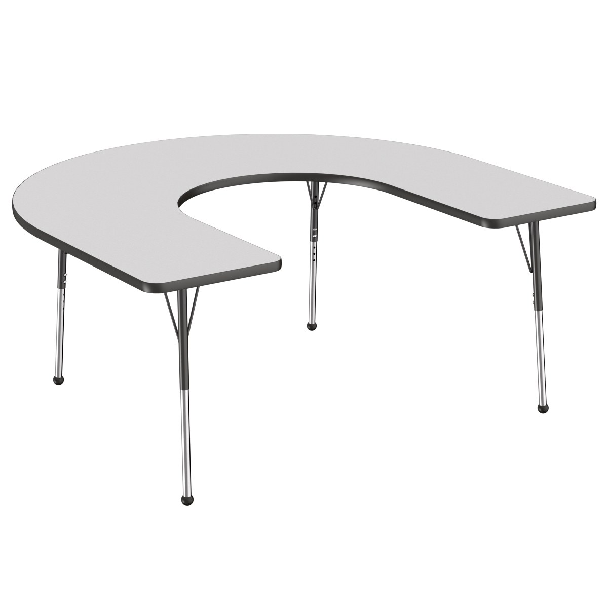 10094-gybk 60 X 66 In. Horseshoe T-mold Adjustable Activity Table With Standard Ball - Grey & Black