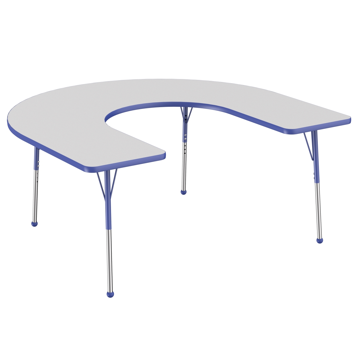 10094-gybl 60 X 66 In. Horseshoe T-mold Adjustable Activity Table With Standard Ball - Grey & Blue