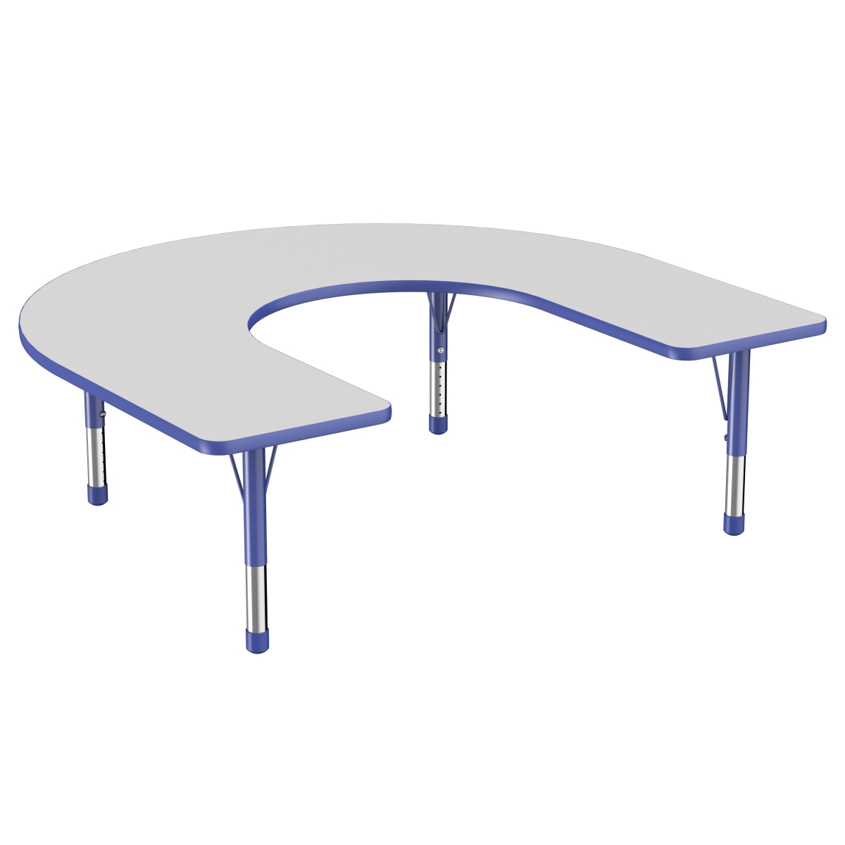 10095-gybl 60 X 66 In. Horseshoe T-mold Adjustable Activity Table With Chunky Leg - Grey & Blue