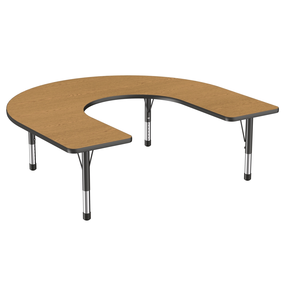 10095-okbk 60 X 66 In. Horseshoe T-mold Adjustable Activity Table With Chunky Leg - Oak & Black