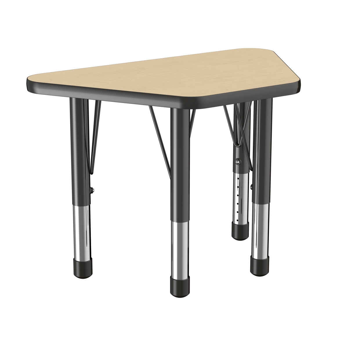 10065-mpbk 18 X 30 In. Trapezoid T-mold Adjustable Activity Table With Chunky Leg - Maple & Black