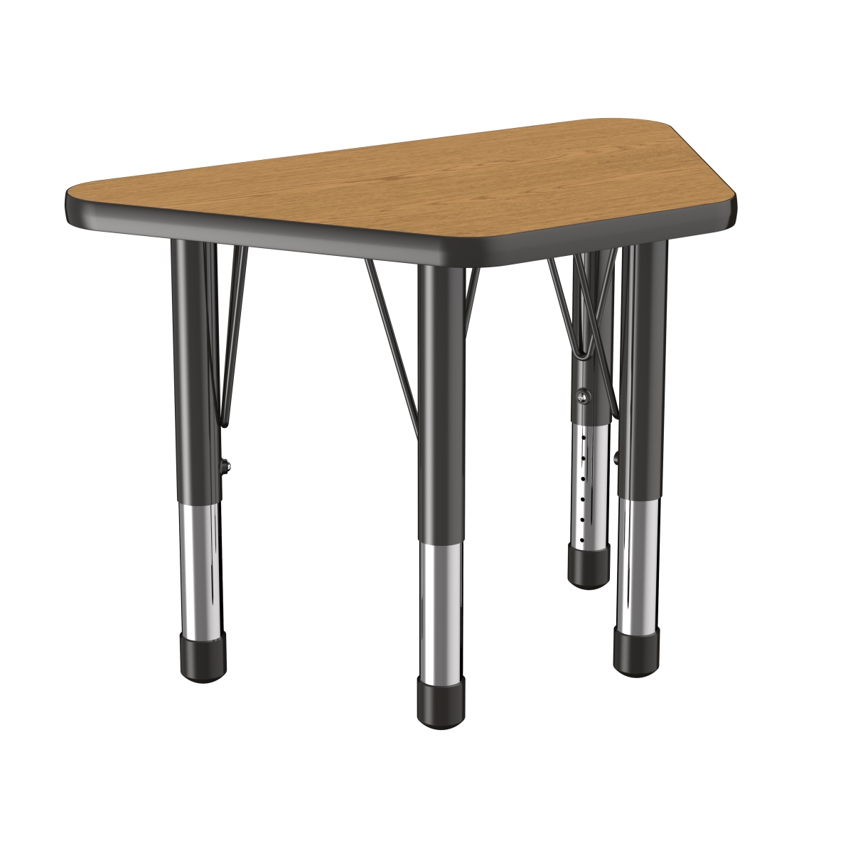 10065-okbk 18 X 30 In. Trapezoid T-mold Adjustable Activity Table With Chunky Leg - Oak & Black