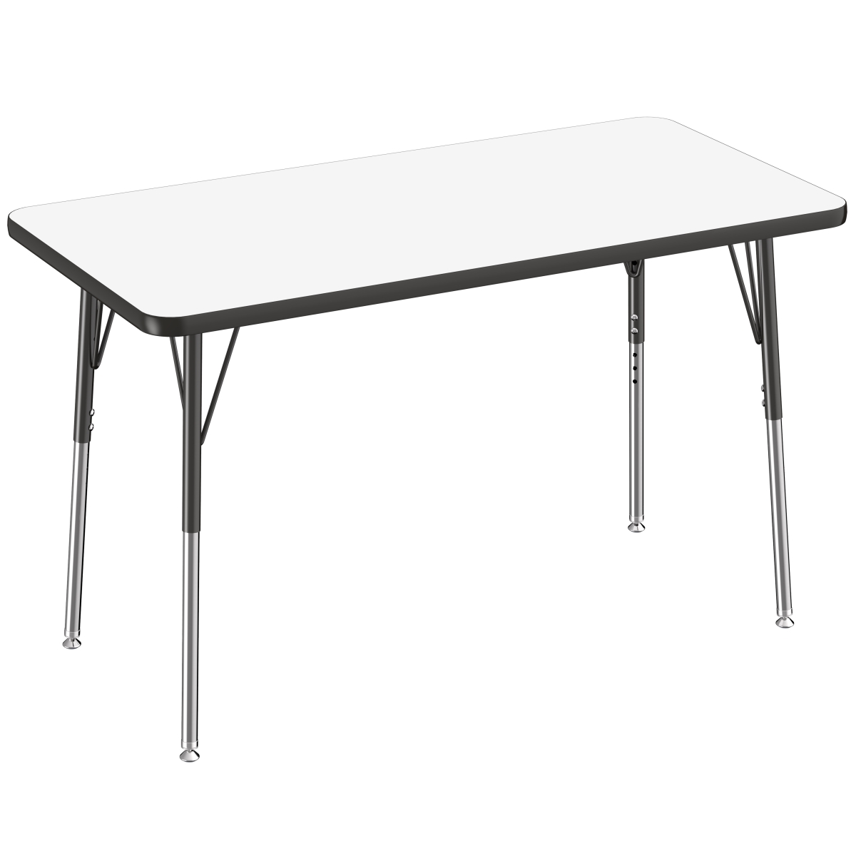 10160-debk 24 X 48 In. Rectangle Dry-erase Adjustable Activity Table With Standard Swivel - Black