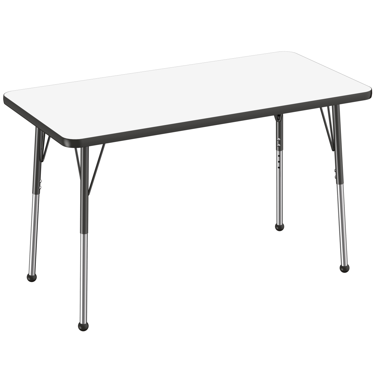 10161-debk 24 X 48 In. Rectangle Dry-erase Adjustable Activity Table With Standard Ball - Black