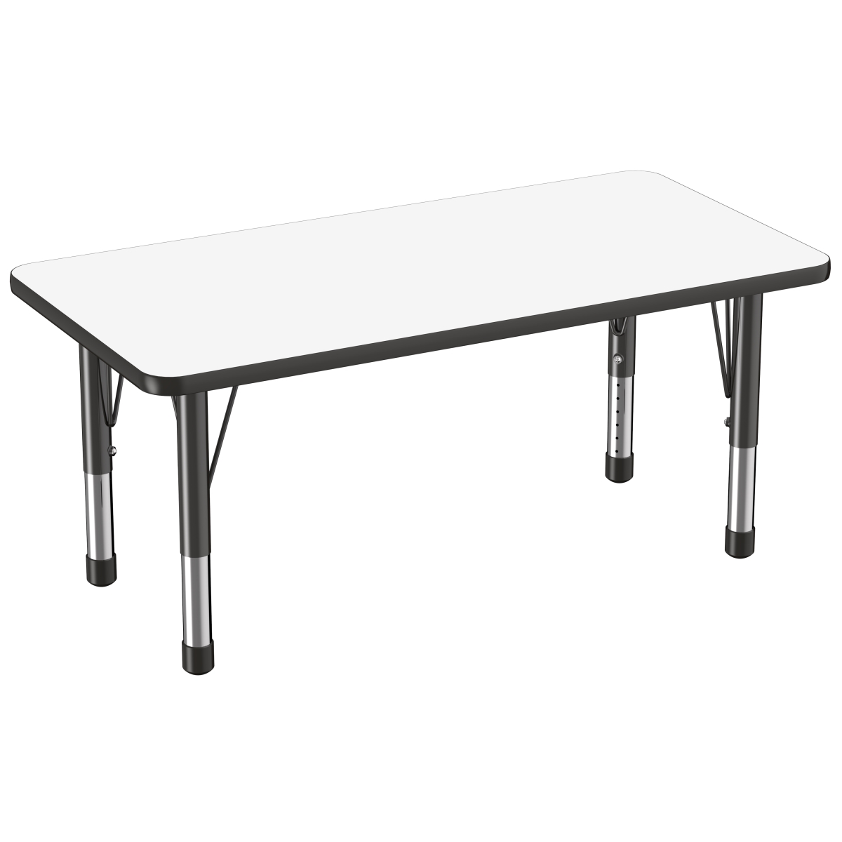 10162-debk 24 X 48 In. Rectangle Dry-erase Adjustable Activity Table With Chunky Leg - Black