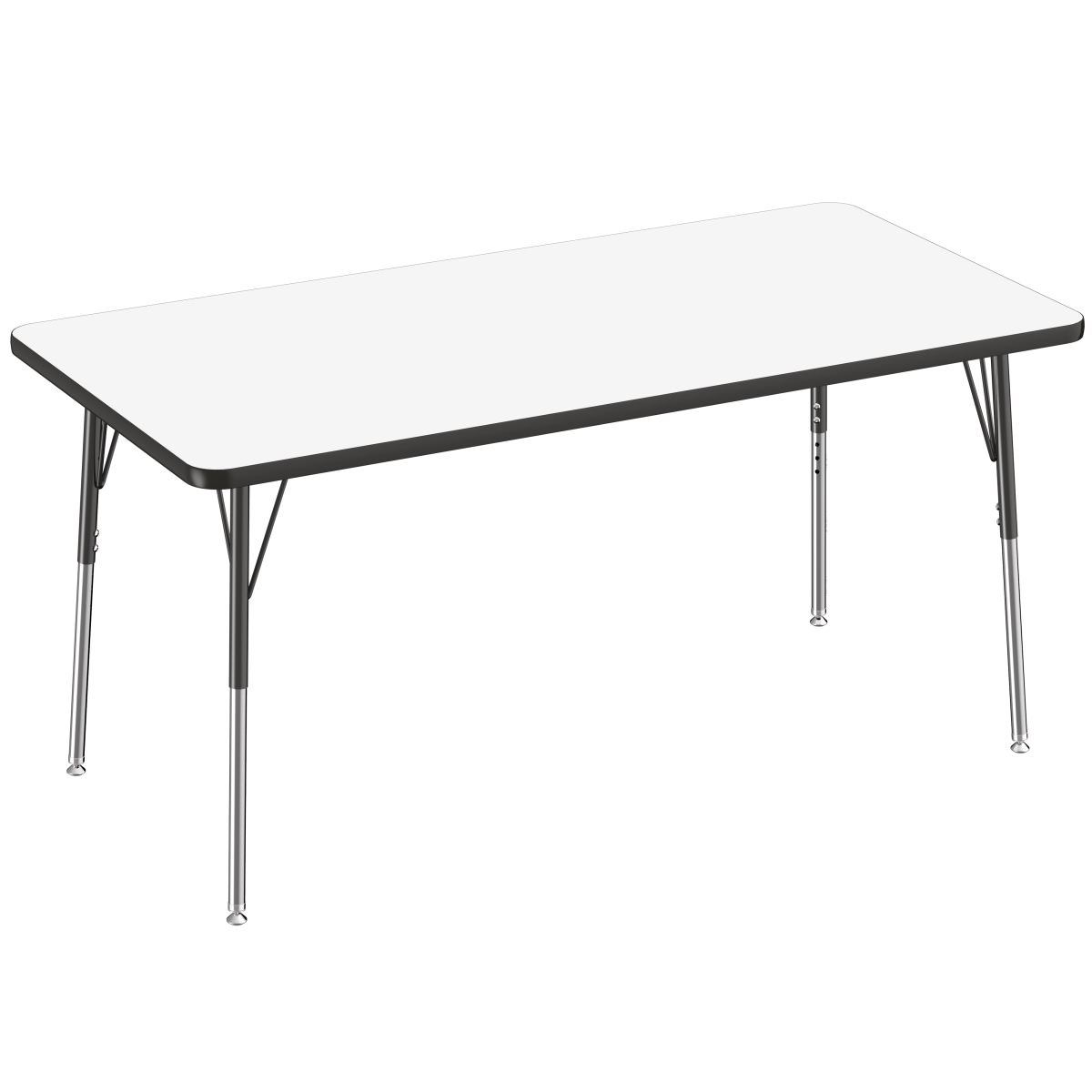 10176-debk 30 X 60 In. Rectangle Dry-erase Adjustable Activity Table With Standard Swivel - Black