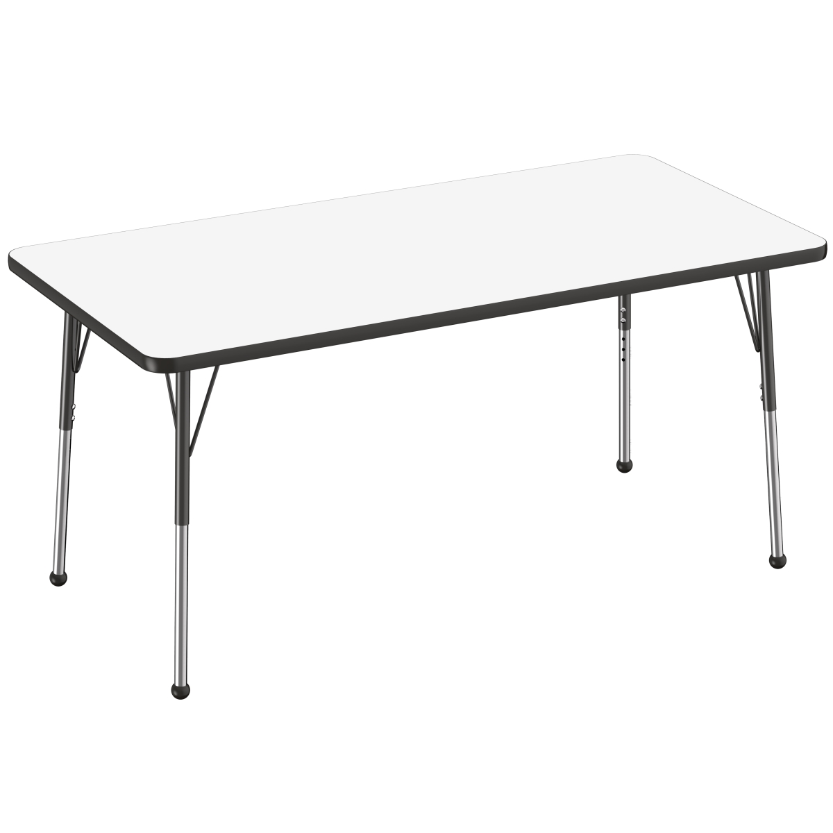 10177-debk 30 X 60 In. Rectangle Dry-erase Adjustable Activity Table With Standard Ball - Black