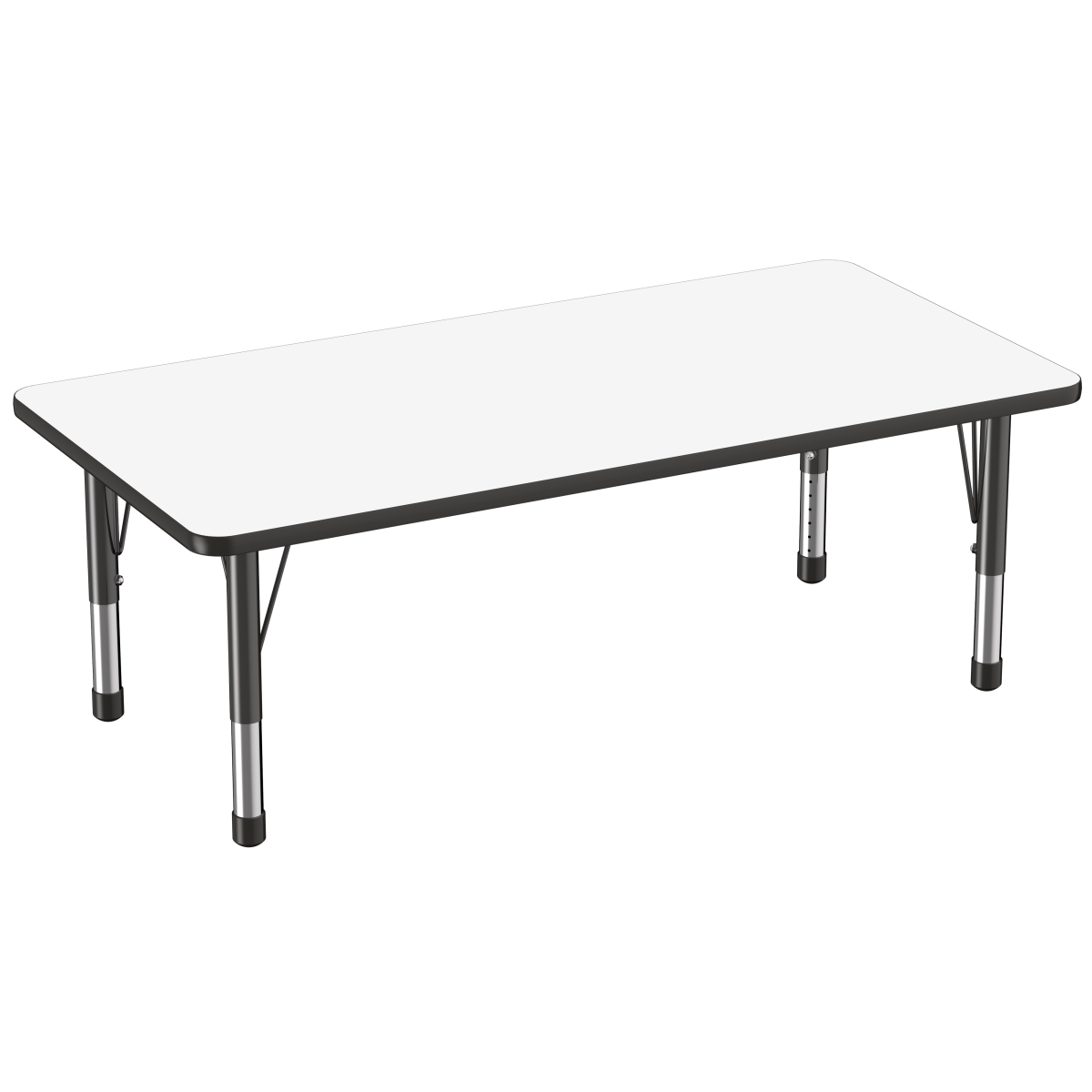 10178-debk 30 X 60 In. Rectangle Dry-erase Adjustable Activity Table With Chunky Leg - Black