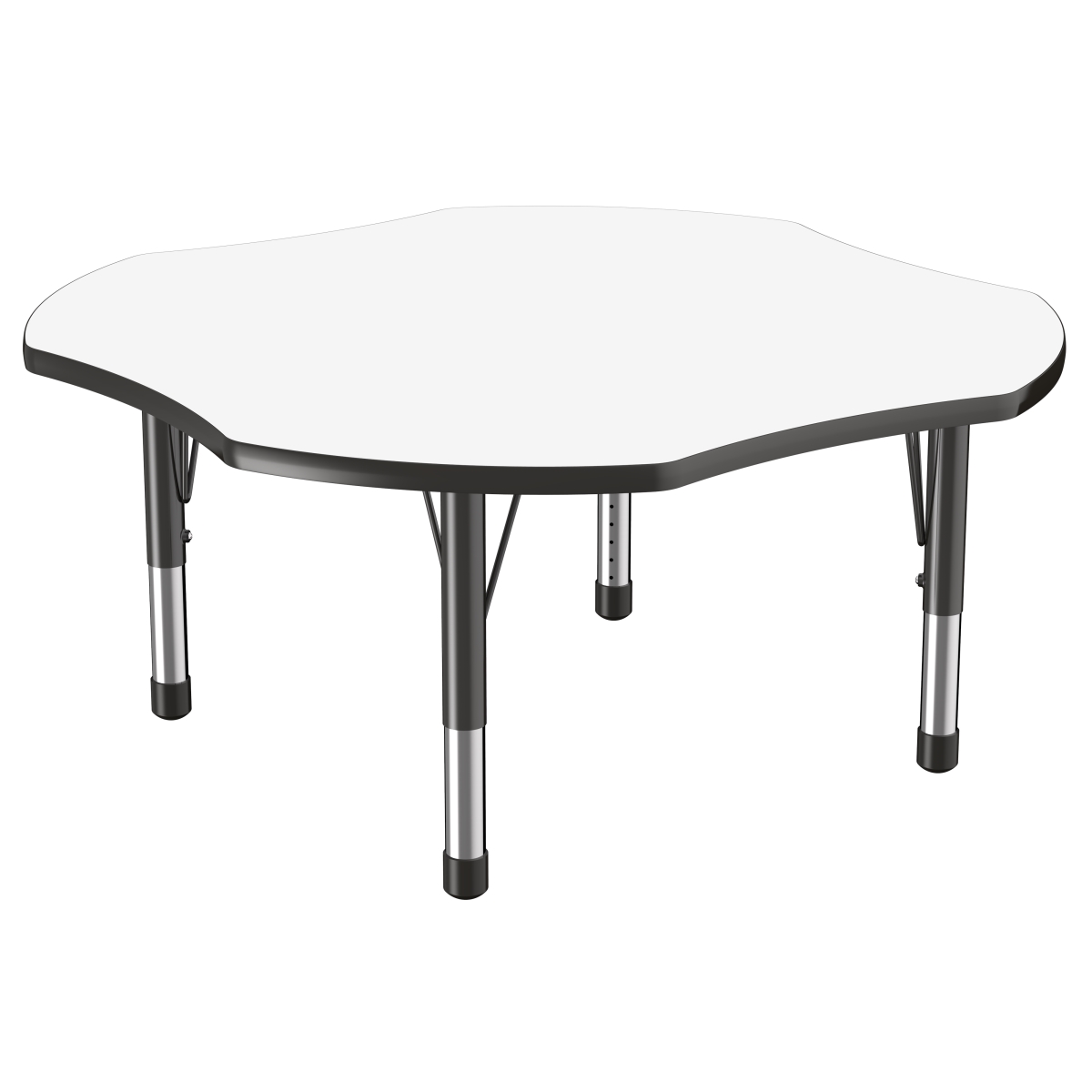10235-debk 48 X 48 In. Clover Dry-erase Adjustable Activity Table With Chunky Leg - Black
