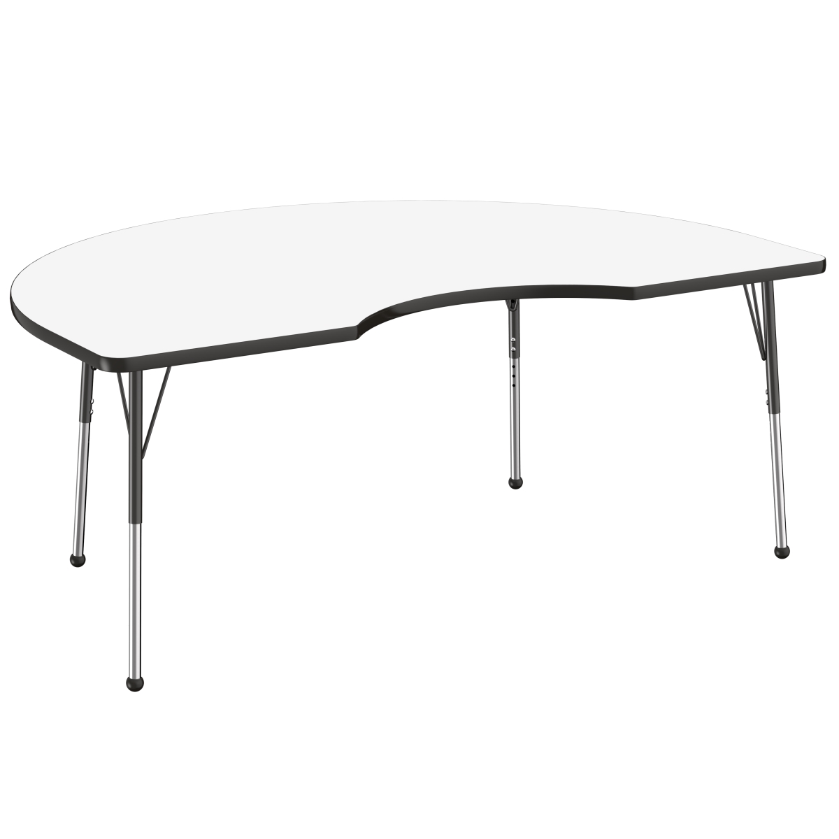 10238-debk 48 X 72 In. Kidney Dry-erase Adjustable Activity Table With Standard Ball - Black
