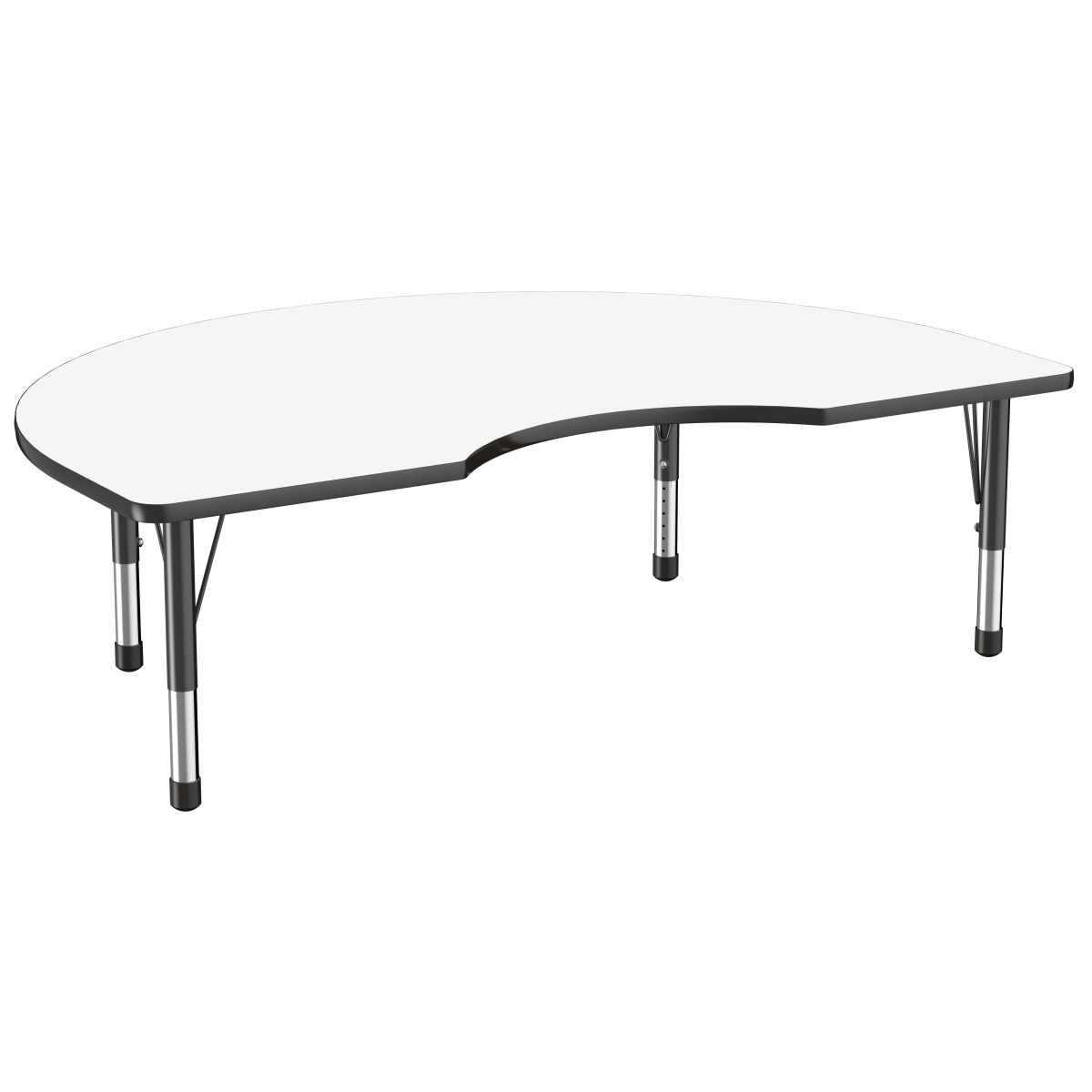 10239-debk 48 X 72 In. Kidney Dry-erase Adjustable Activity Table With Chunky Leg - Black