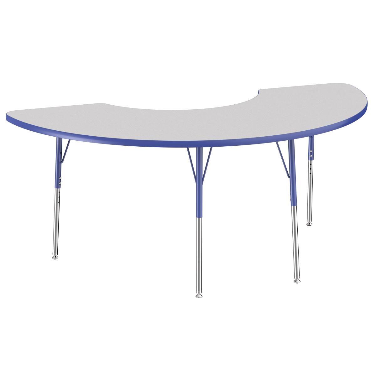 10077-gybl 36 X 72 In. Half Moon T-mold Adjustable Activity Table With Standard Swivel - Grey & Blue