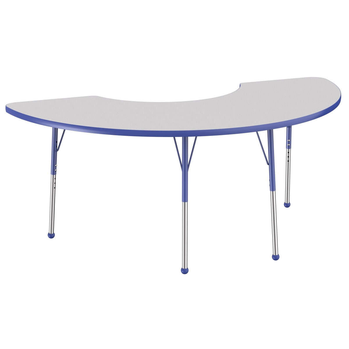 10078-gybl 36 X 72 In. Half Moon T-mold Adjustable Activity Table With Standard Ball - Grey & Blue