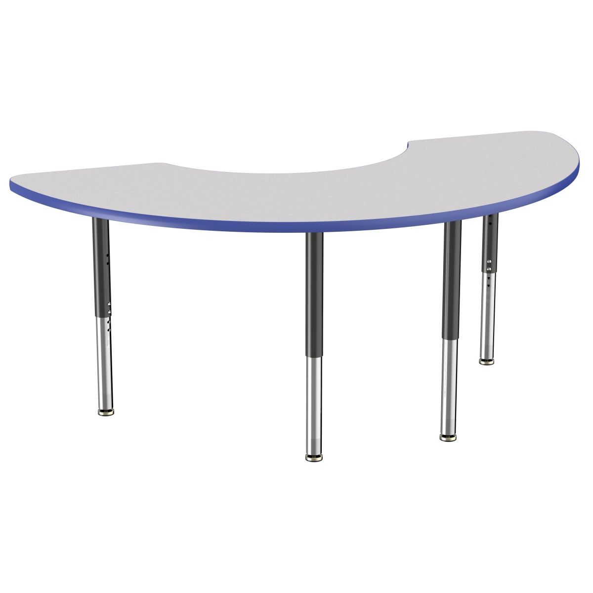 10080-gybl 36 X 72 In. Half Moon T-mold Adjustable Activity Table With Super Leg - Grey & Blue