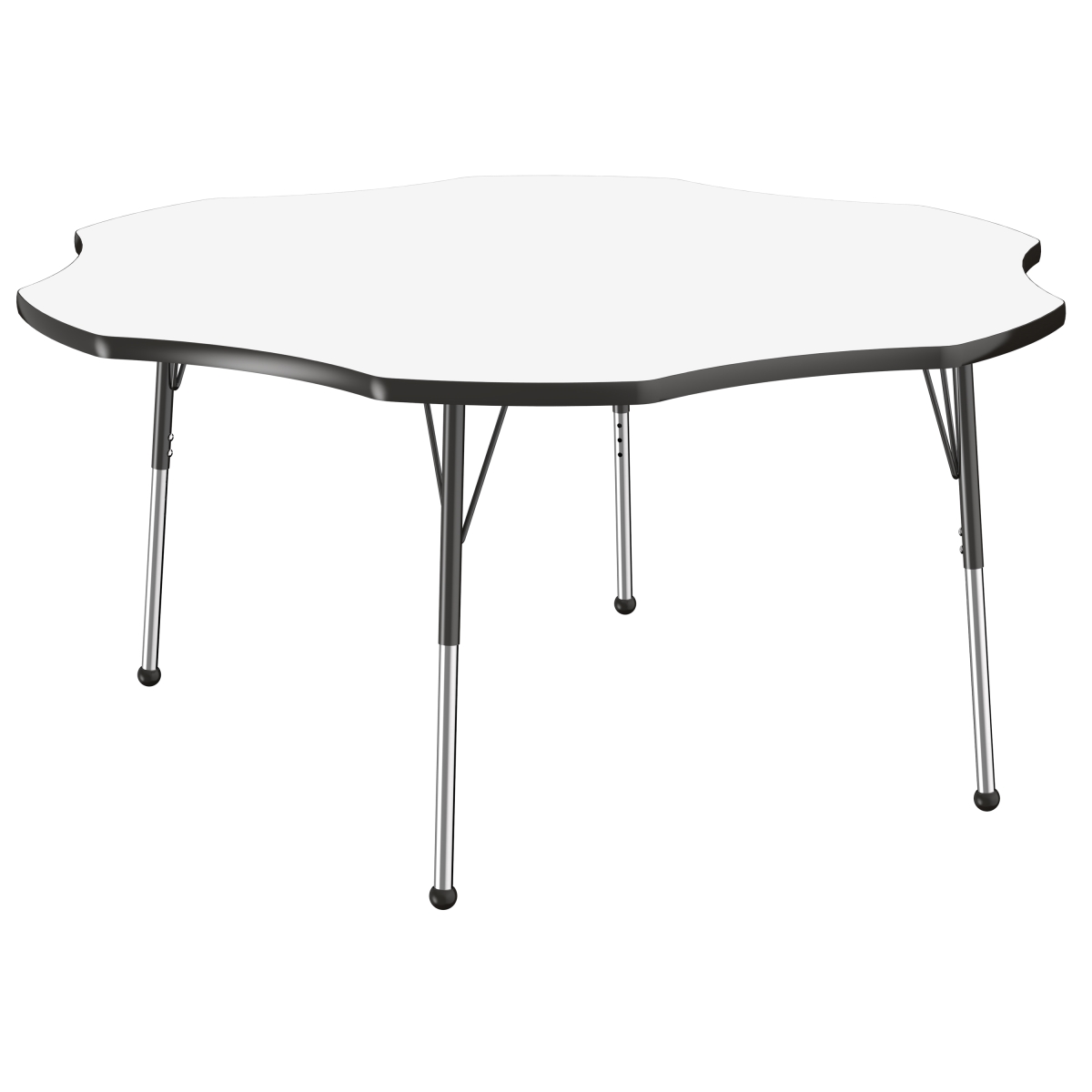 10242-debk 60 In. Flower Dry-erase Adjustable Activity Table With Standard Ball - Black