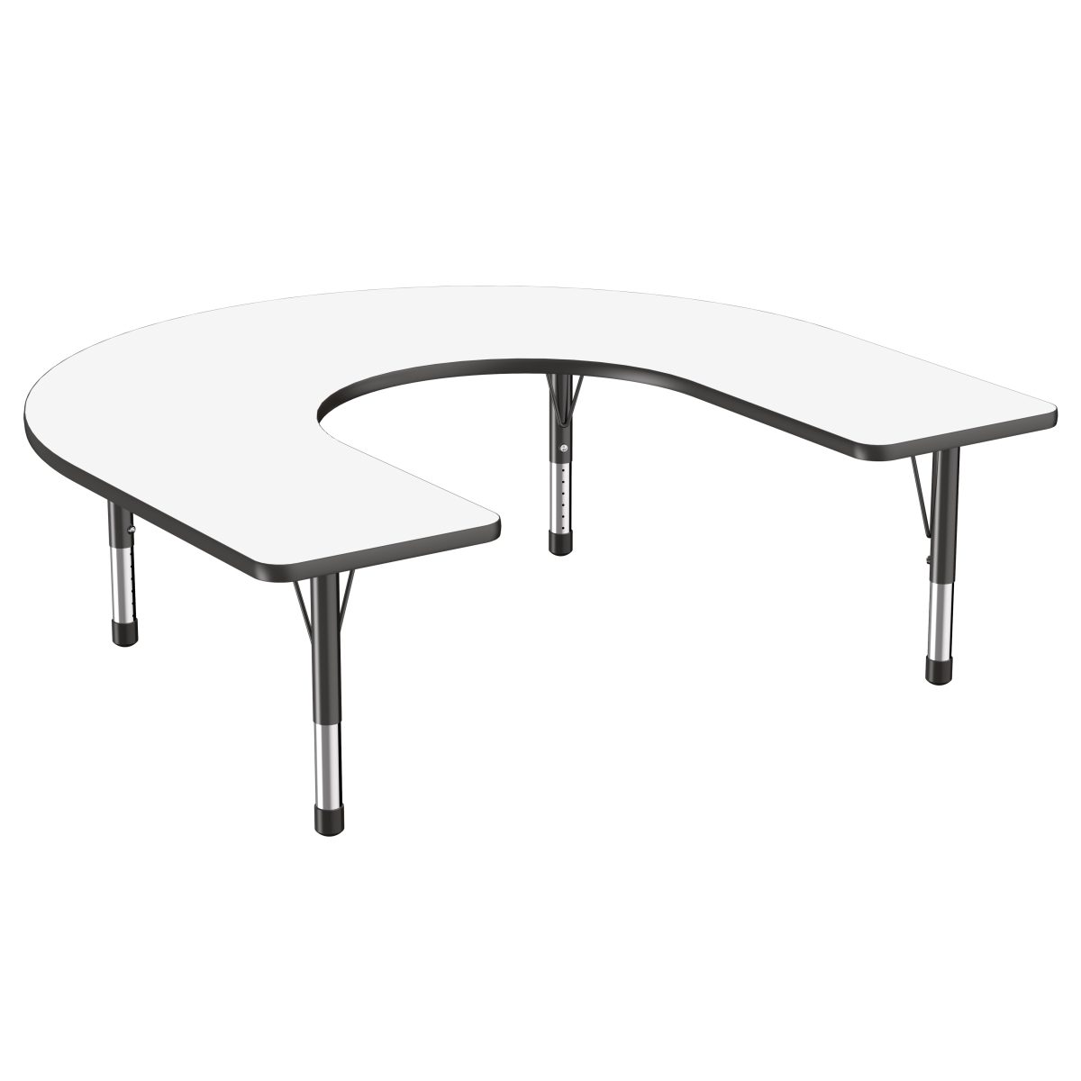 10247-debk 60 X 66 In. Horseshoe Dry-erase Adjustable Activity Table With Chunky Leg - Black