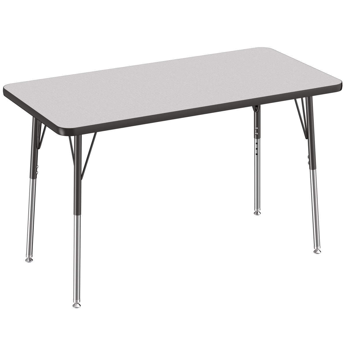 10007-gybk 24 X 48 In. Rectangle T-mold Adjustable Activity Table With Standard Swivel - Grey & Black