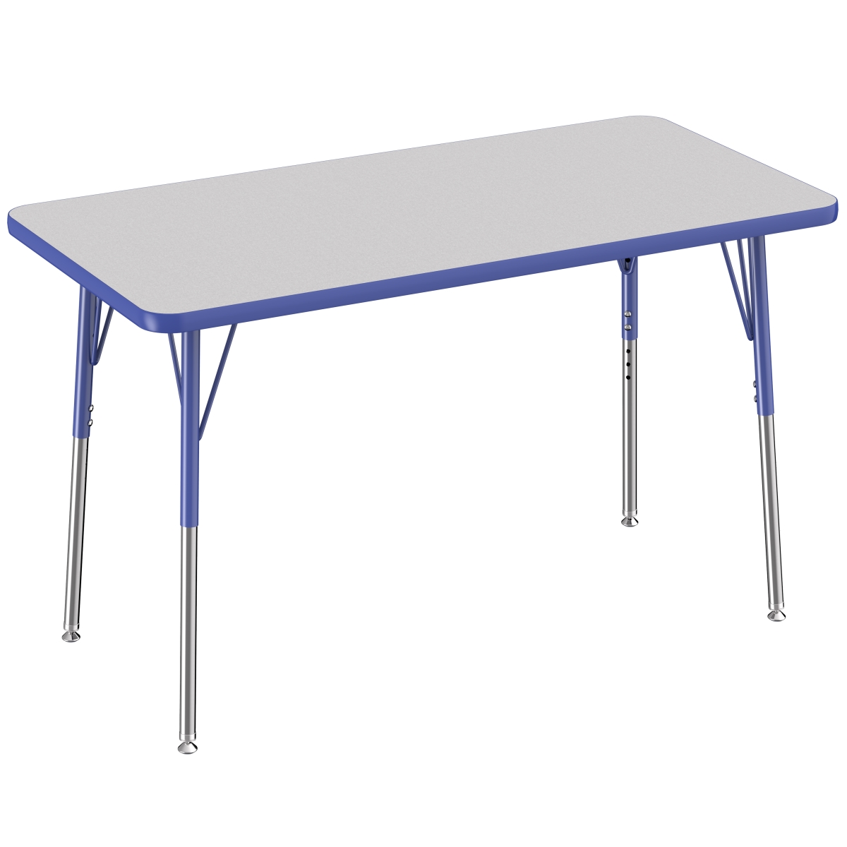 10007-gybl 24 X 48 In. Rectangle T-mold Adjustable Activity Table With Standard Swivel - Grey & Blue