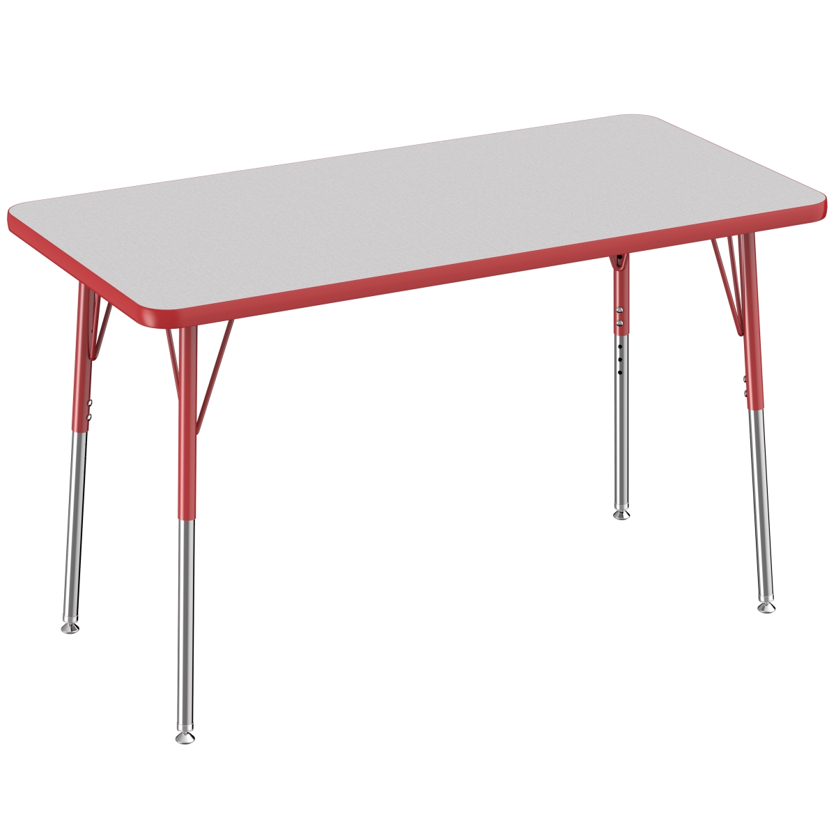 10007-gyrd 24 X 48 In. Rectangle T-mold Adjustable Activity Table With Standard Swivel - Grey & Red