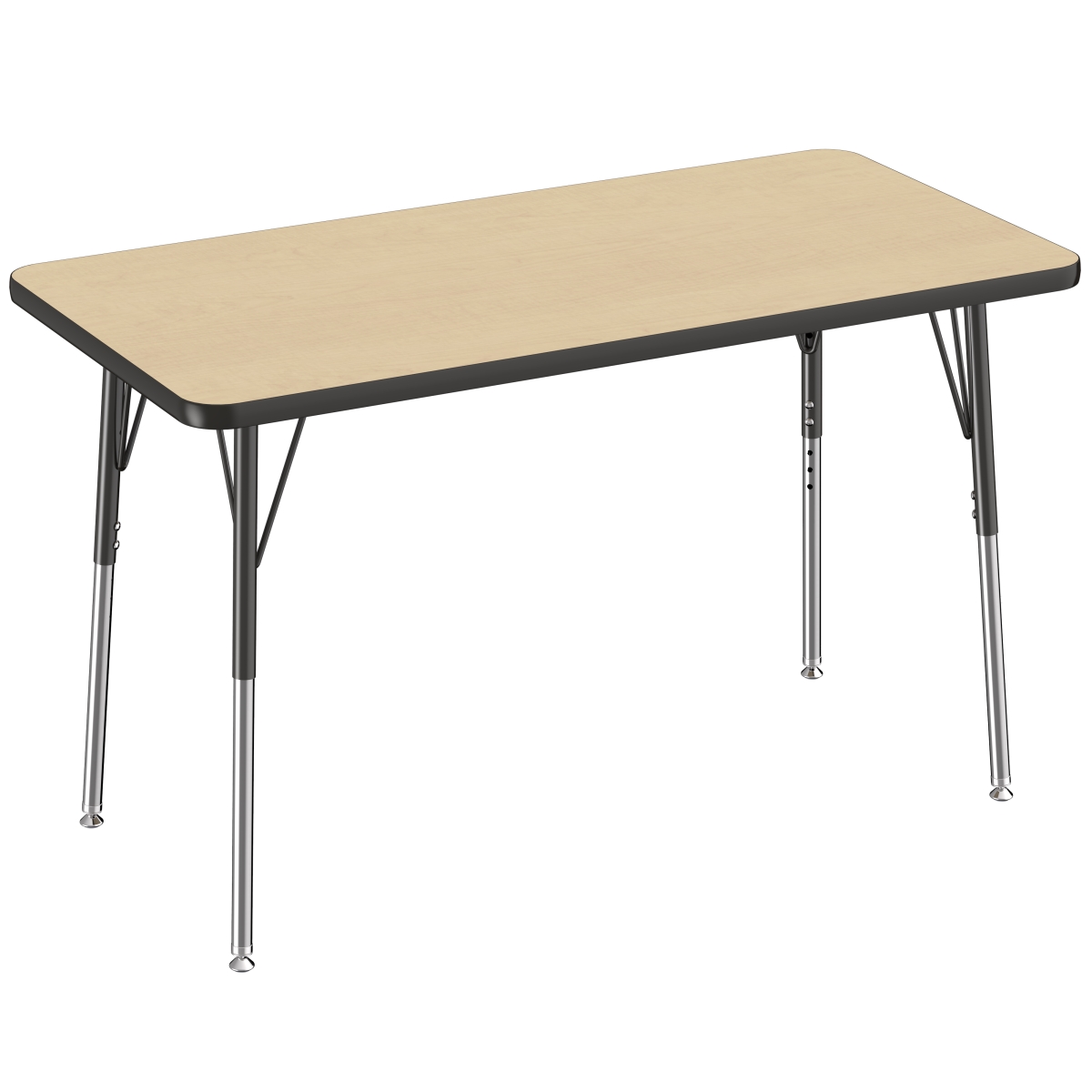 10007-mpbk 24 X 48 In. Rectangle T-mold Adjustable Activity Table With Standard Swivel - Maple & Black