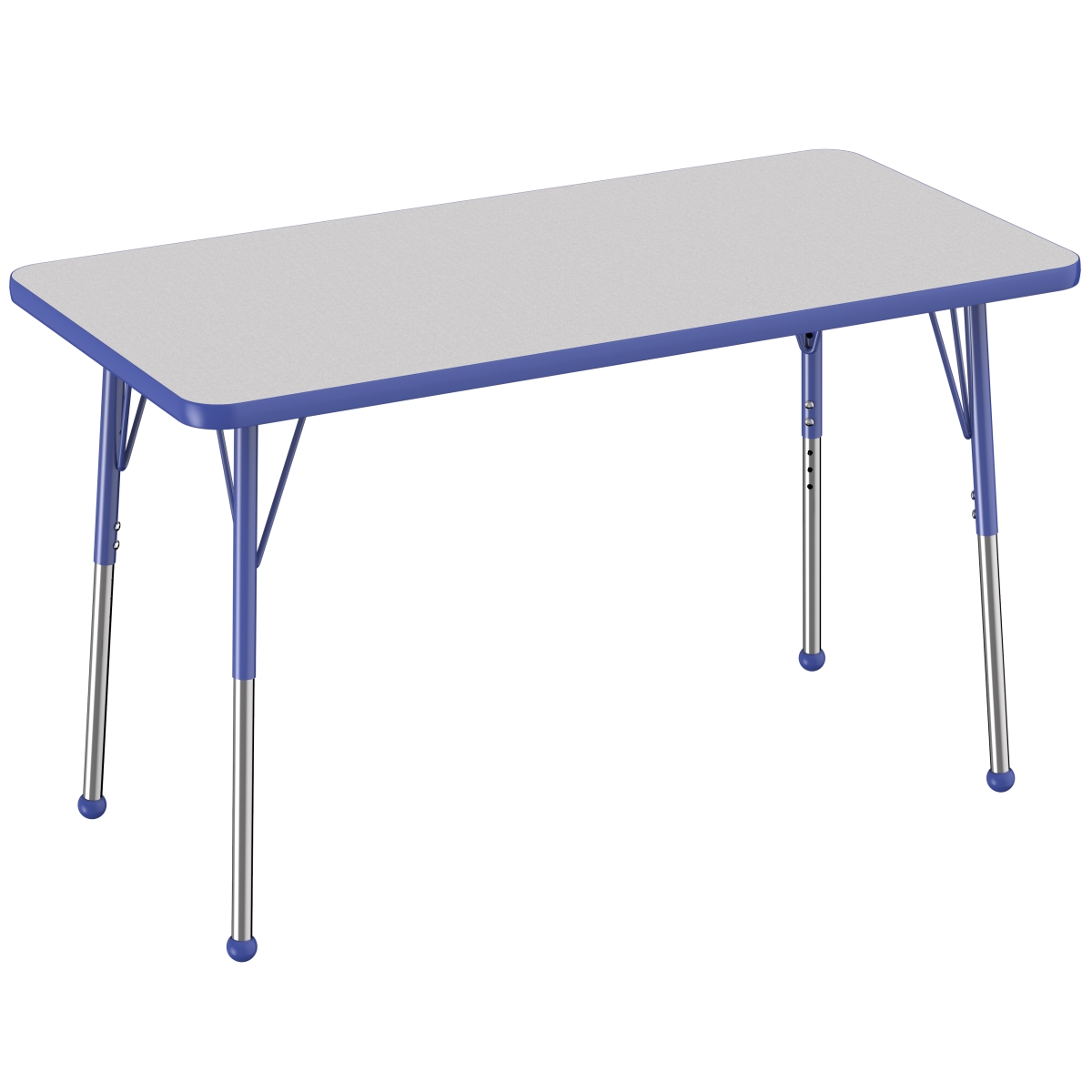 10008-gybl 24 X 48 In. Rectangle T-mold Adjustable Activity Table With Standard Ball - Grey & Blue