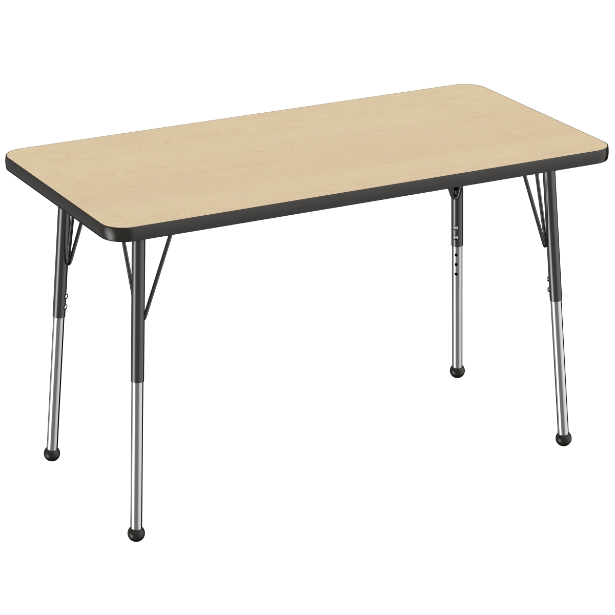 10008-mpbk 24 X 48 In. Rectangle T-mold Adjustable Activity Table With Standard Ball - Maple & Black