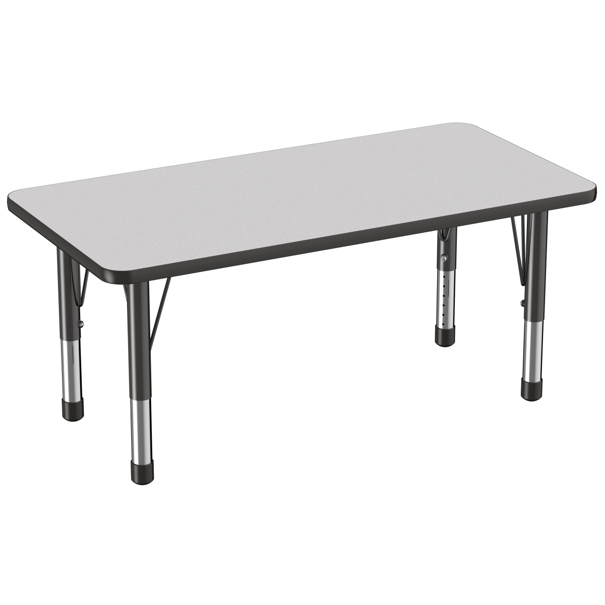 10009-gybk 24 X 48 In. Rectangle T-mold Adjustable Activity Table With Chunky Leg - Grey & Black