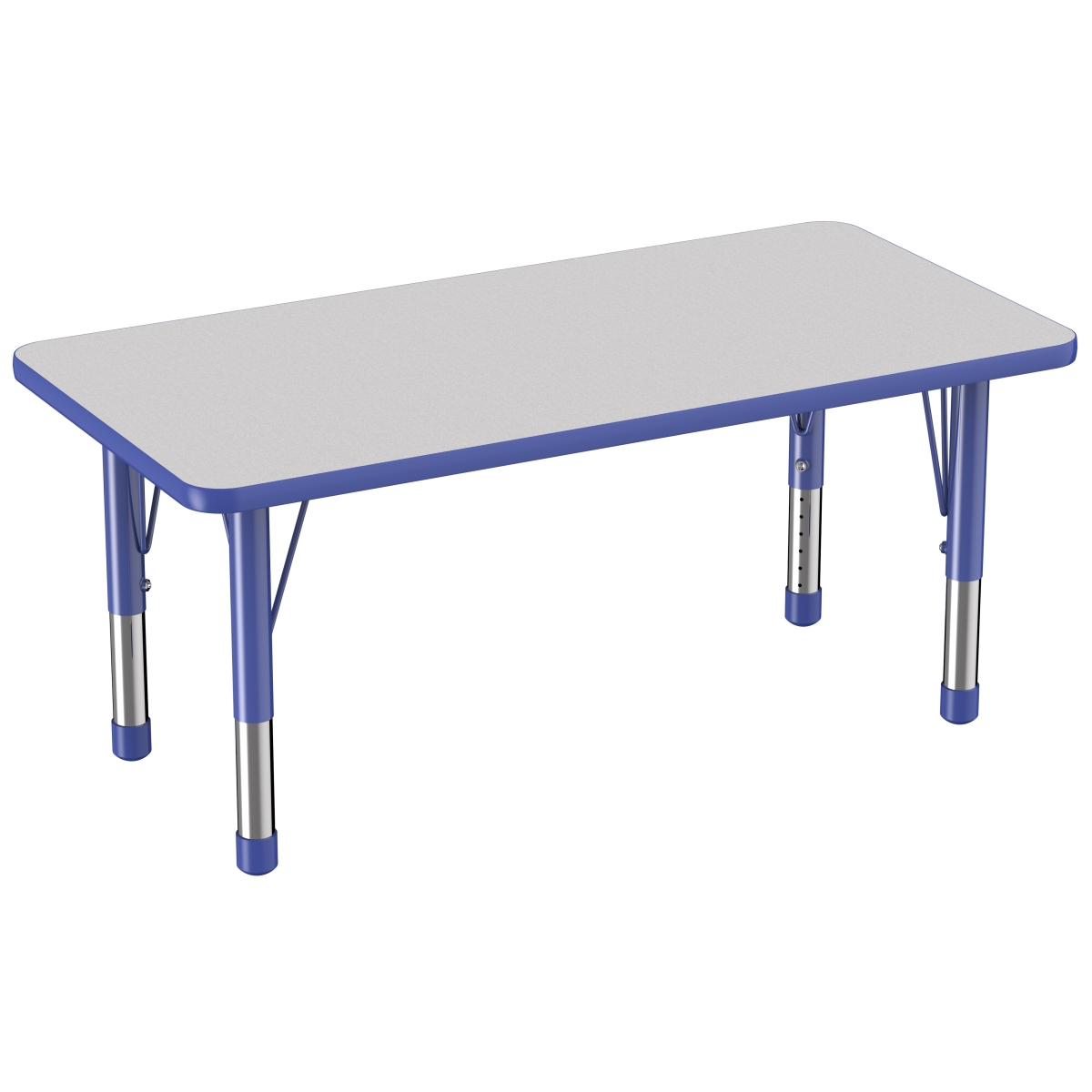 10009-gybl 24 X 48 In. Rectangle T-mold Adjustable Activity Table With Chunky Leg - Grey & Blue