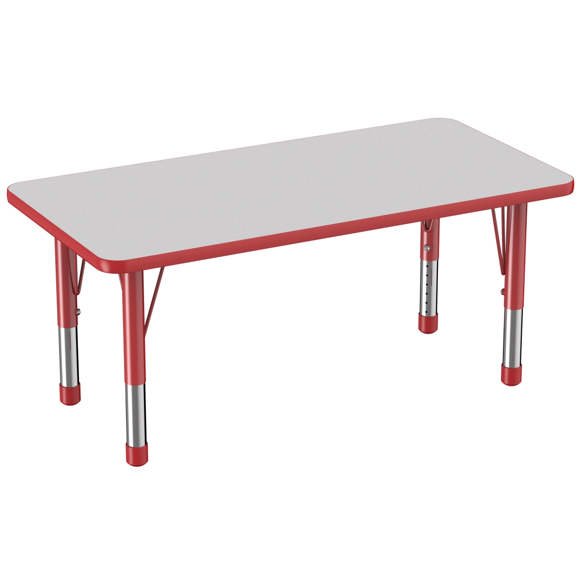 10009-gyrd 24 X 48 In. Rectangle T-mold Adjustable Activity Table With Chunky Leg - Grey & Red