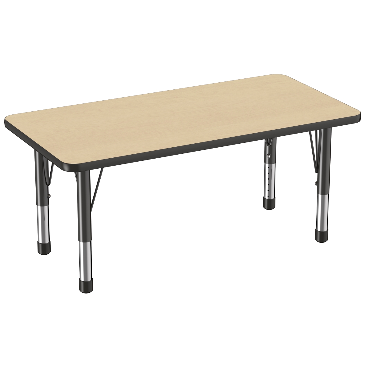 10009-mpbk 24 X 48 In. Rectangle T-mold Adjustable Activity Table With Chunky Leg - Maple & Black