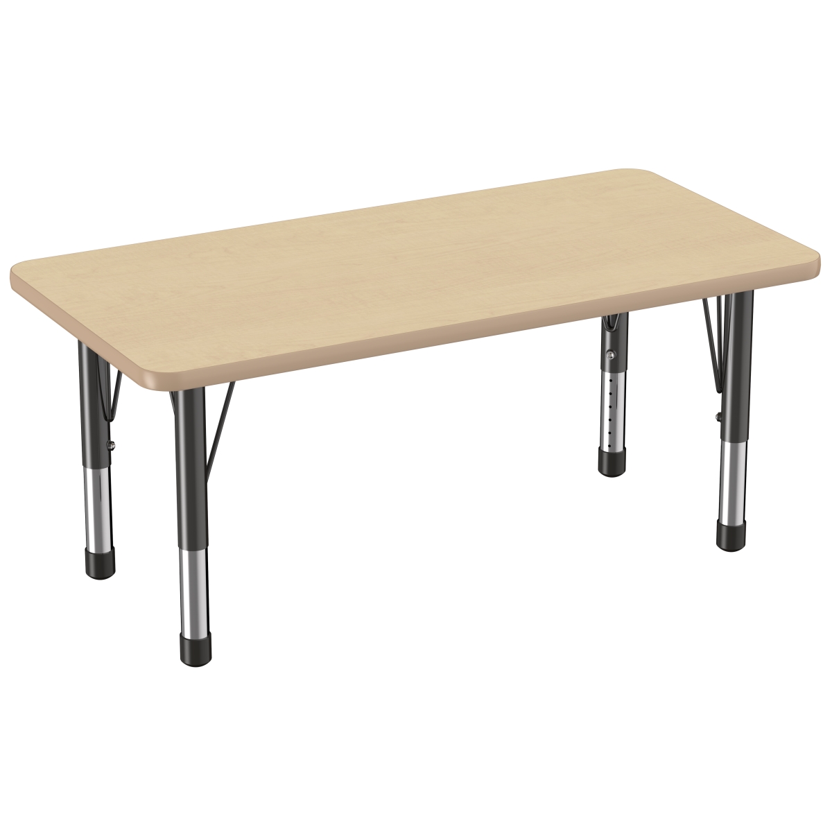 10009-mpmp 24 X 48 In. Rectangle T-mold Adjustable Activity Table With Chunky Leg - Maple