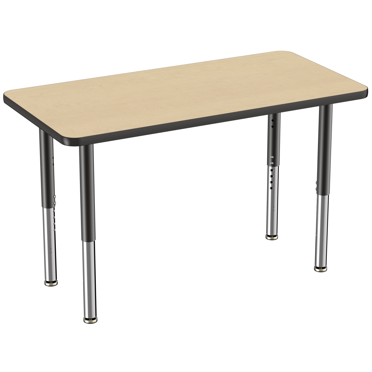 10010-mpbk 24 X 48 In. Rectangle T-mold Adjustable Activity Table With Super Leg - Maple & Black
