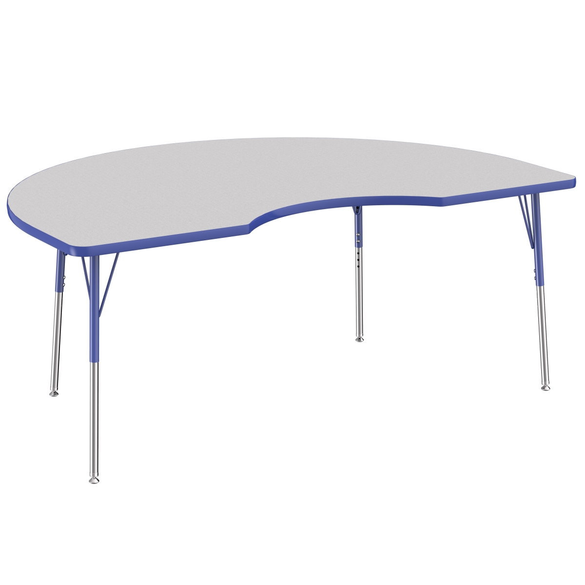 10085-gybl 48 X 72 In. Kidney T-mold Adjustable Activity Table With Standard Swivel - Grey & Blue