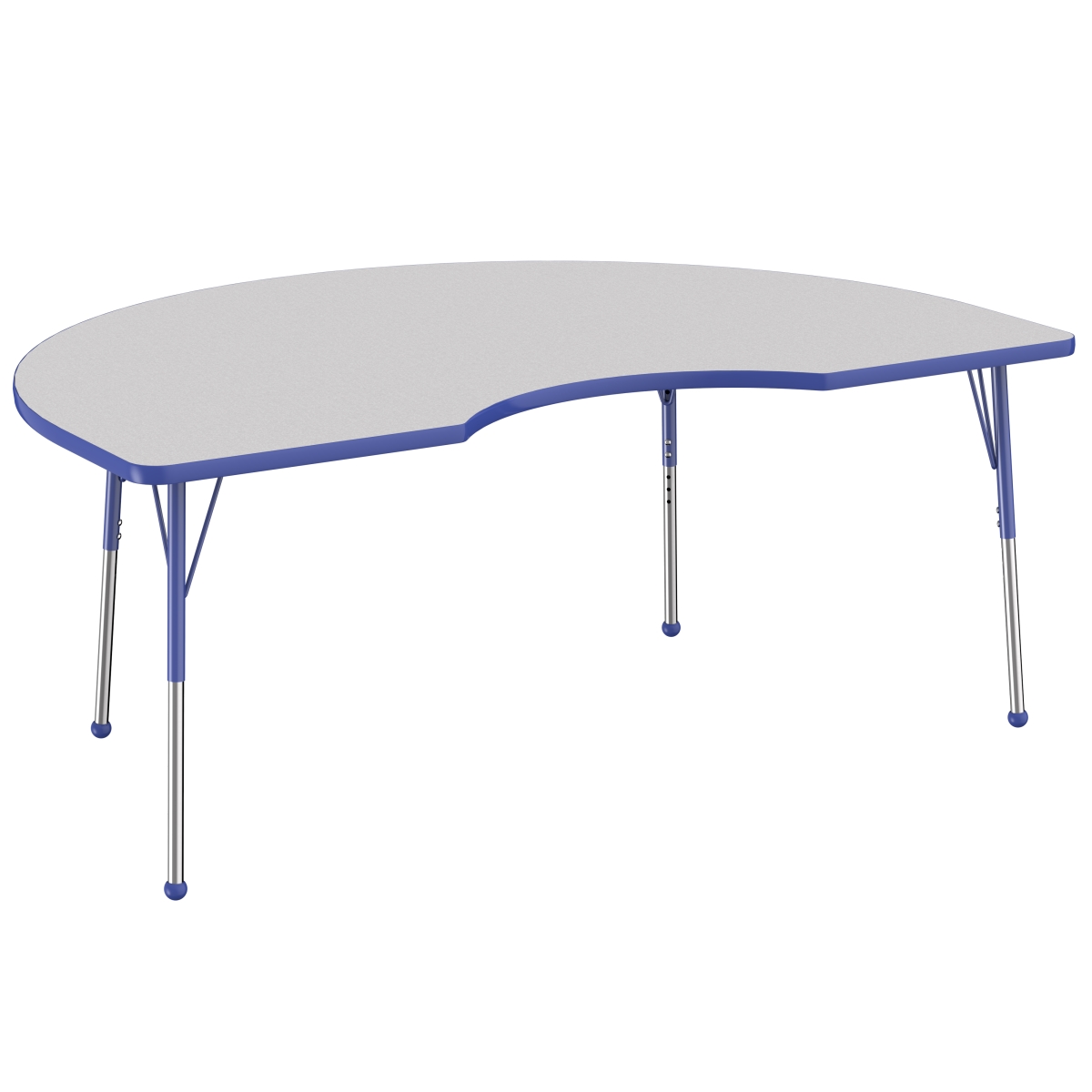 10086-gybl 48 X 72 In. Kidney T-mold Adjustable Activity Table With Standard Ball - Grey & Blue