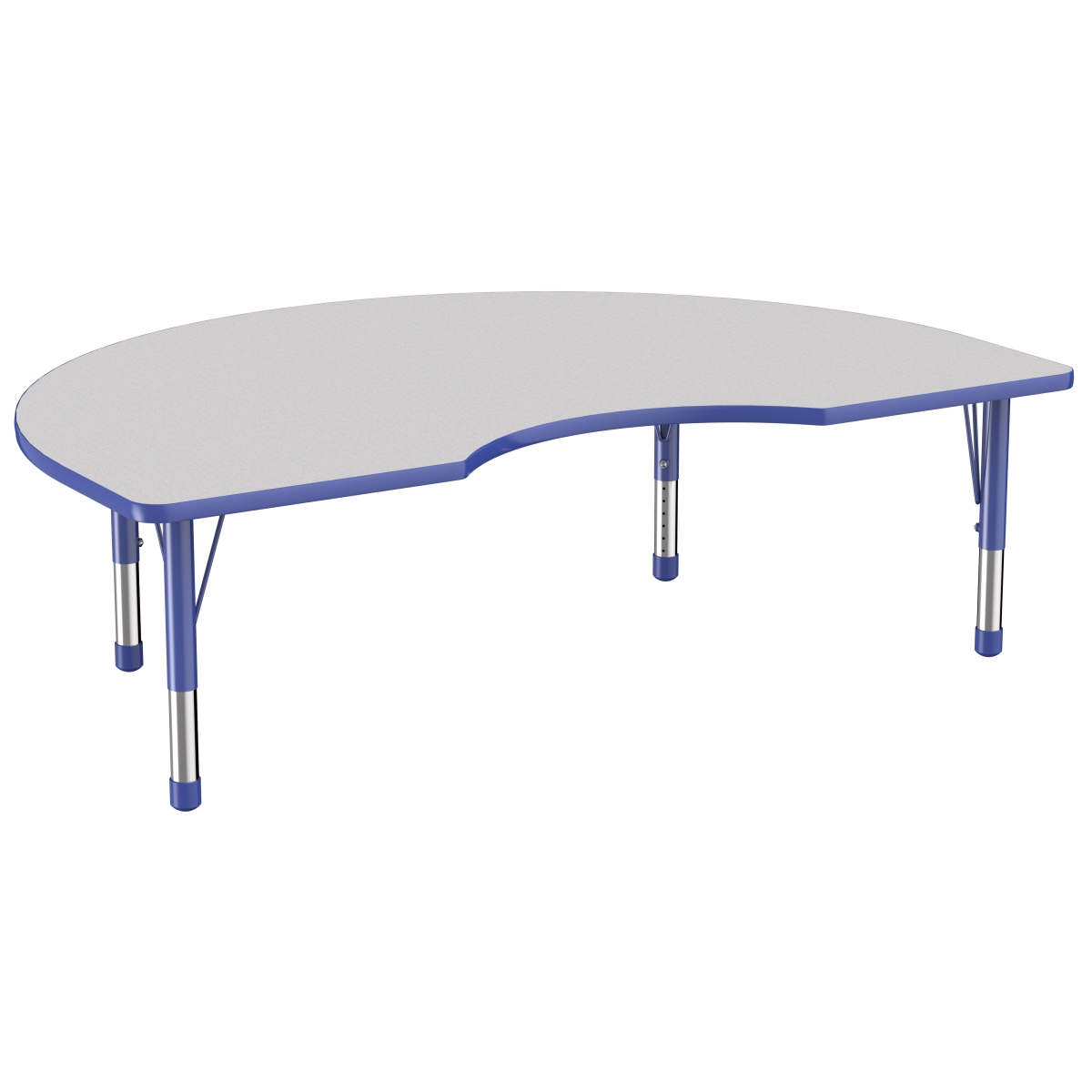 10087-gybl 48 X 72 In. Kidney T-mold Adjustable Activity Table With Chunky Leg - Grey & Blue