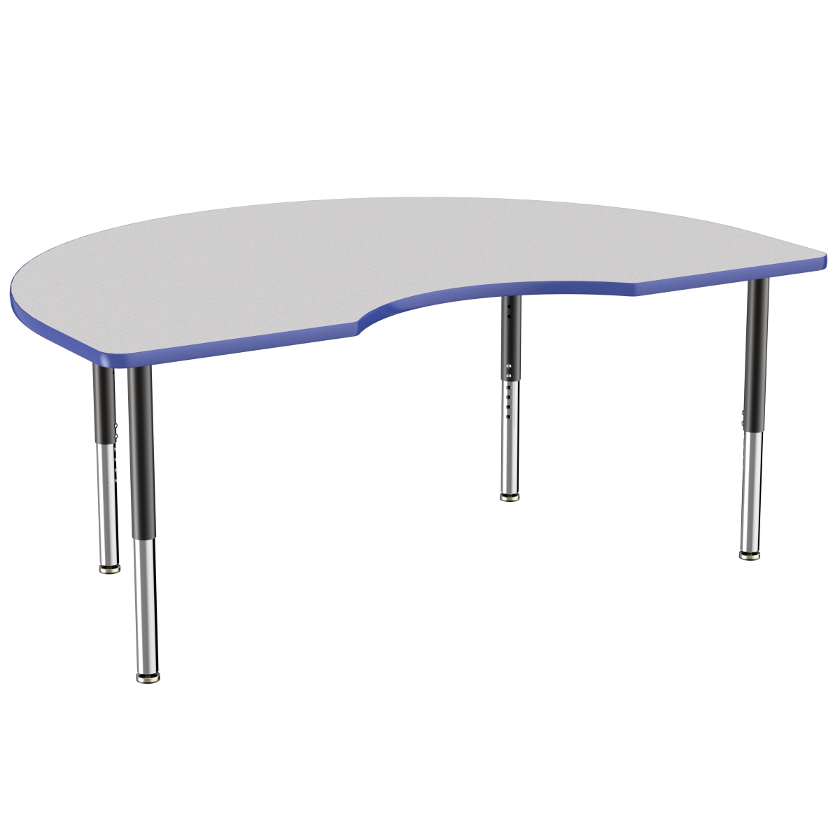 10088-gybl 48 X 72 In. Kidney T-mold Adjustable Activity Table With Super Leg - Grey & Blue