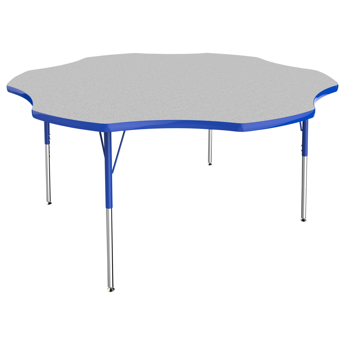 10089-gybl 60 In. Flower T-mold Adjustable Activity Table With Standard Swivel - Grey & Blue