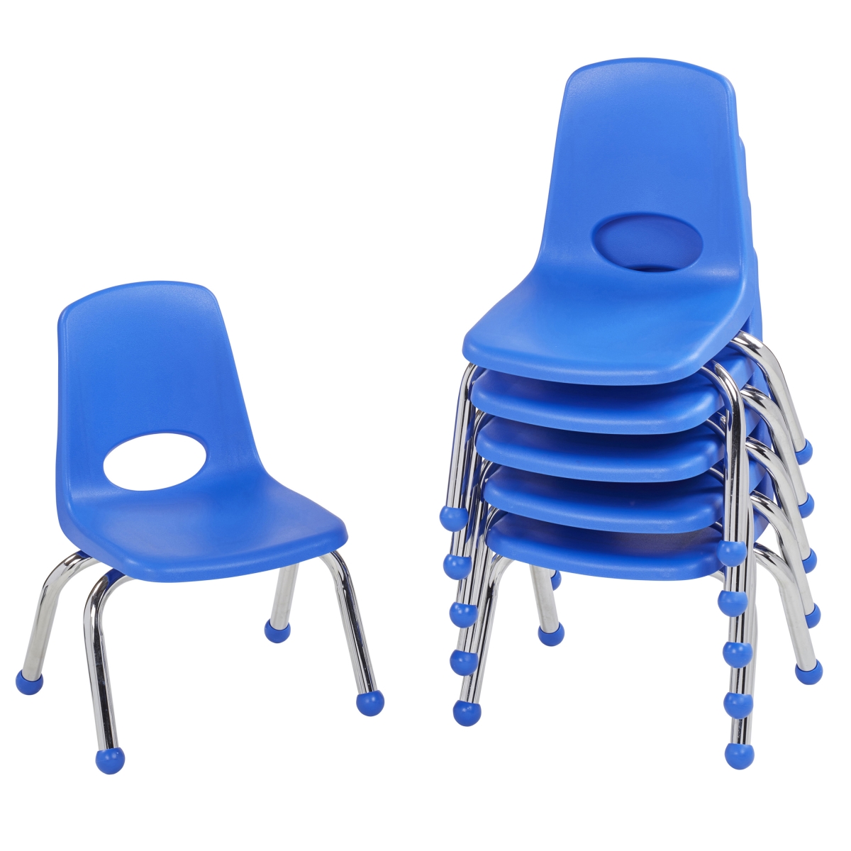10355-bl 10 In. Stack Chair With Ball Glide - Blue - Pack Of 6