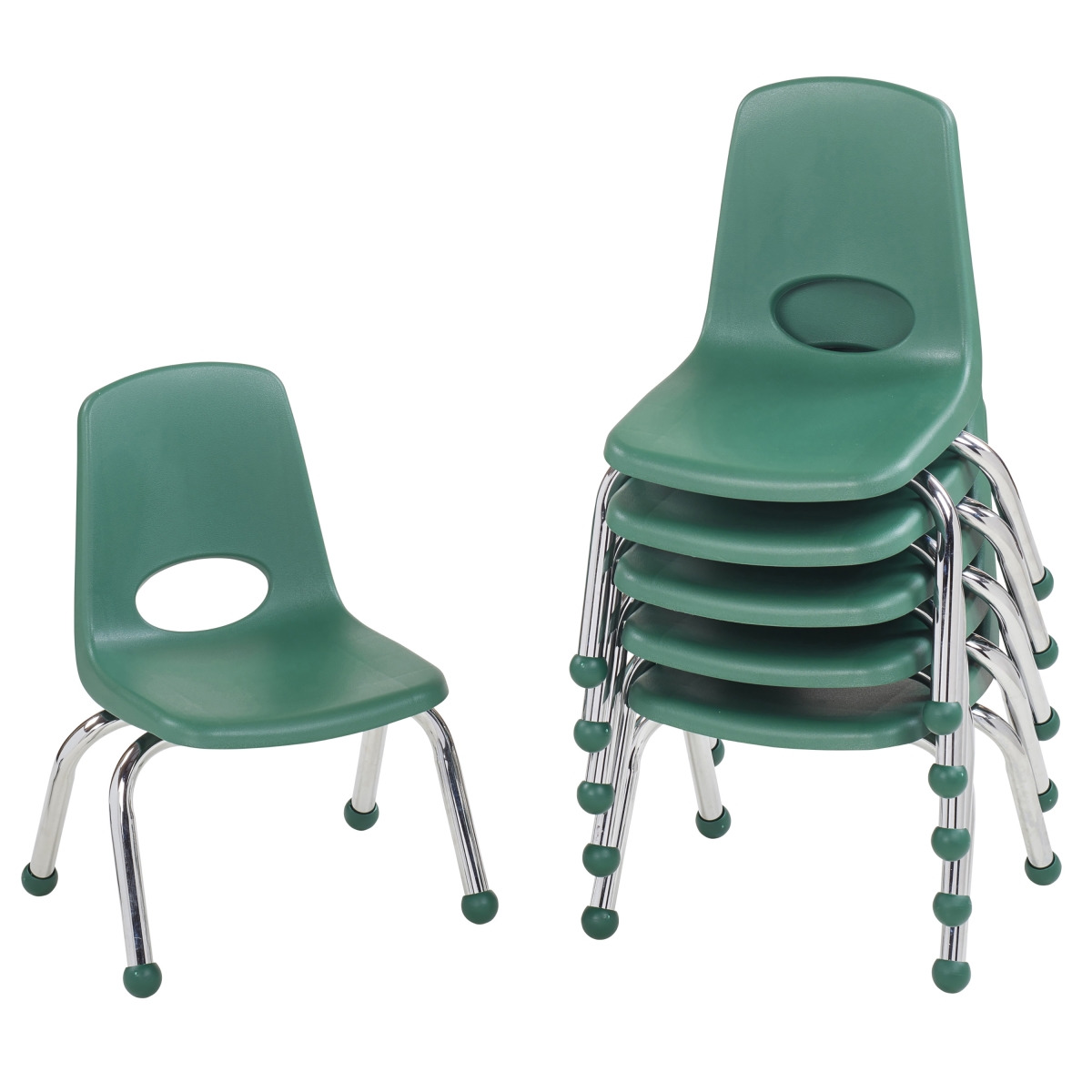 10355-gn 10 In. Stack Chair With Ball Glide - Green - Pack Of 6