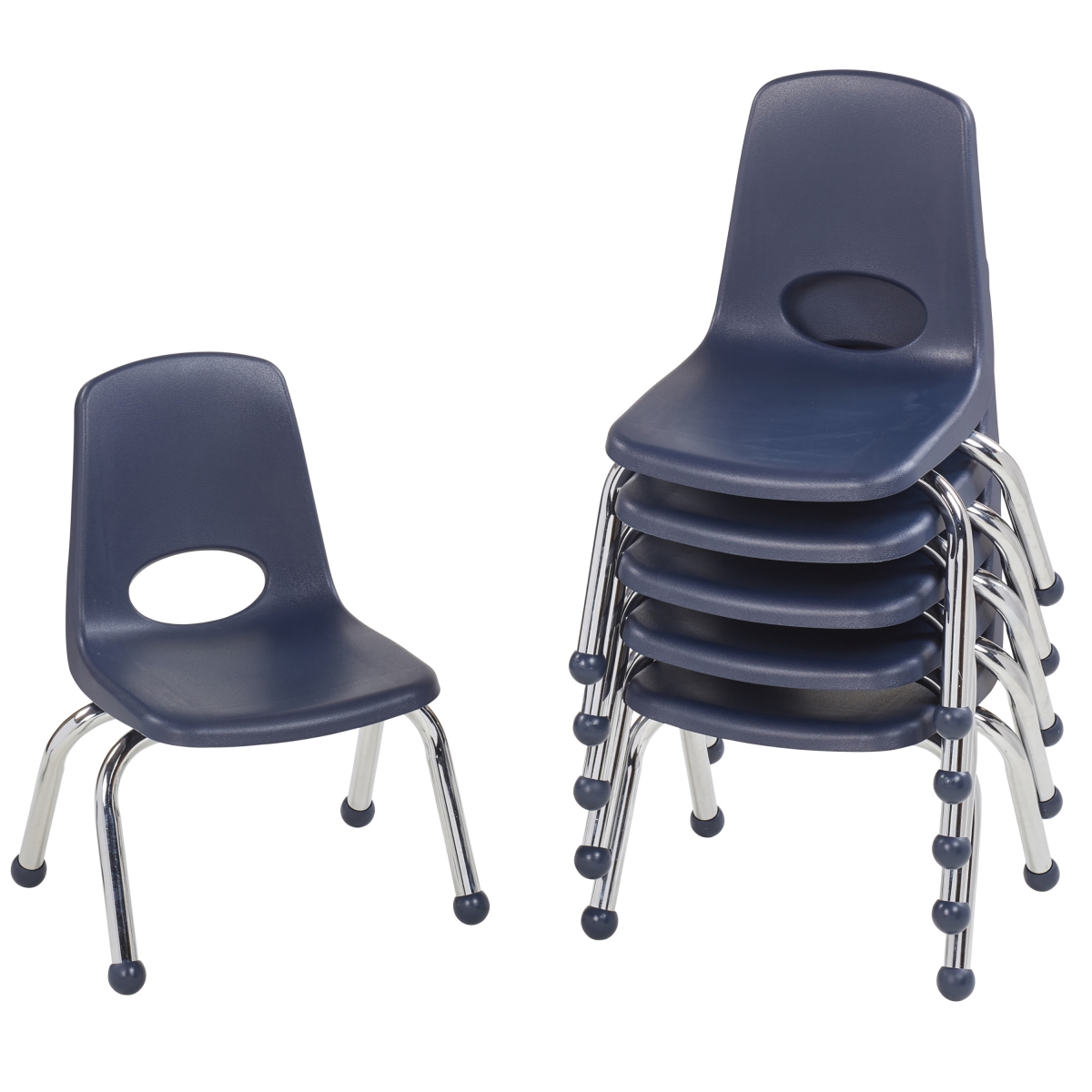 10355-nv 10 In. Stack Chair With Ball Glide - Navy - Pack Of 6