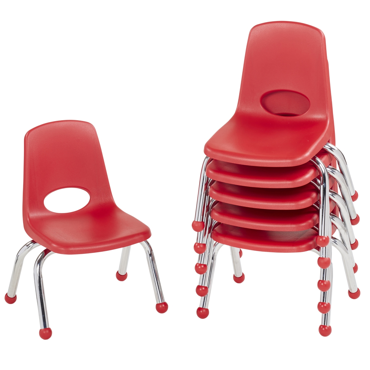 10355-rd 10 In. Stack Chair With Ball Glide - Red - Pack Of 6