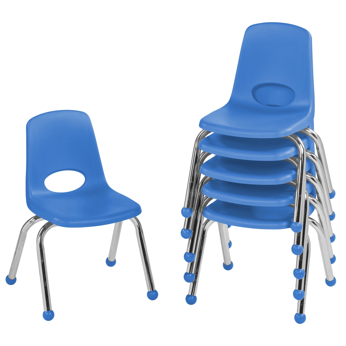 10359-bl 12 In. Stack Chair With Ball Glide - Blue - Pack Of 6