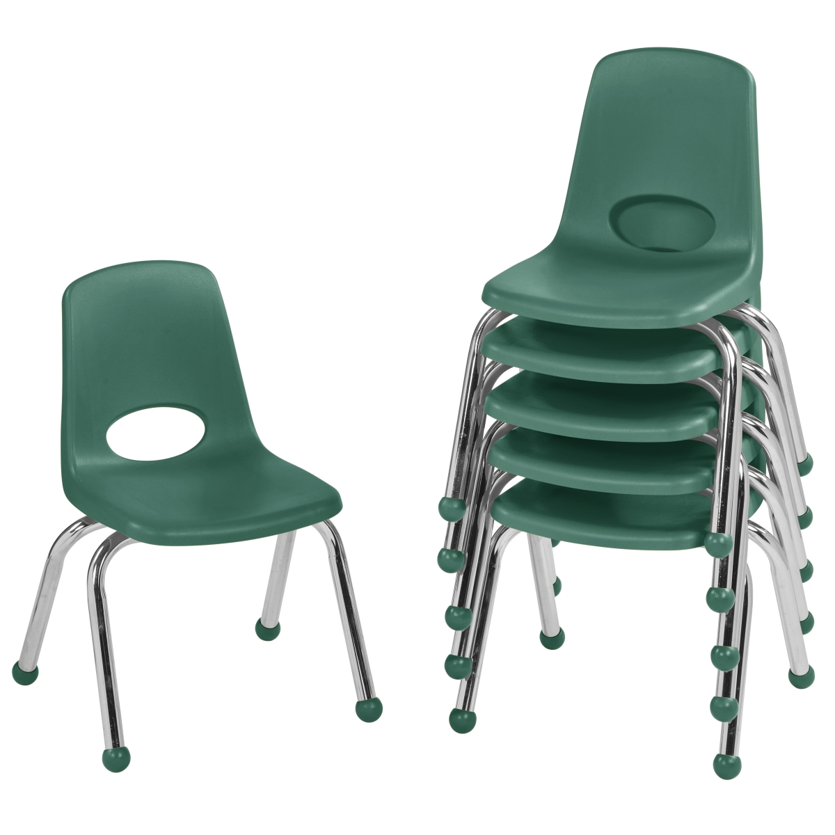 10359-gn 12 In. Stack Chair With Ball Glide - Green - Pack Of 6