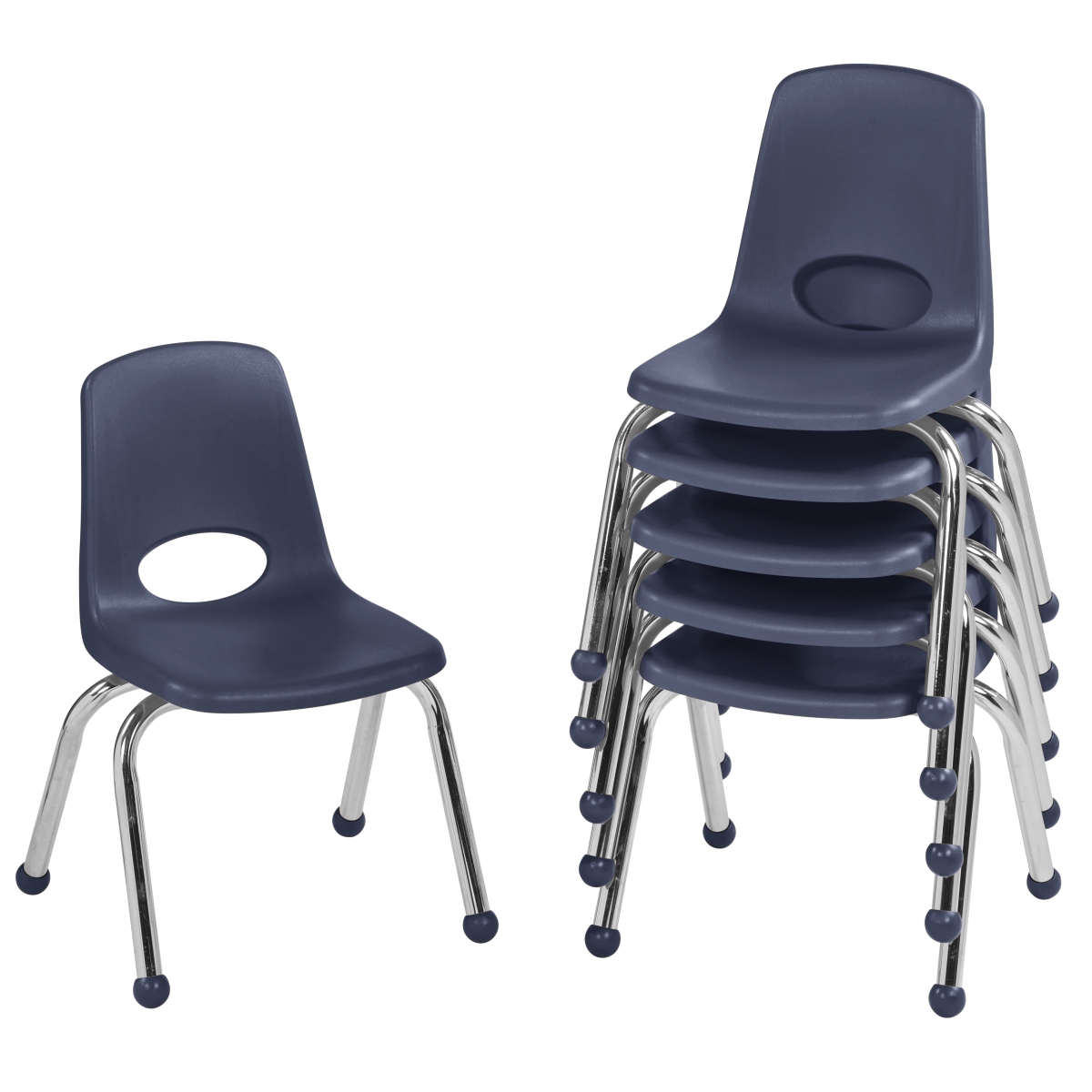 10359-nv 12 In. Stack Chair With Ball Glide - Navy - Pack Of 6