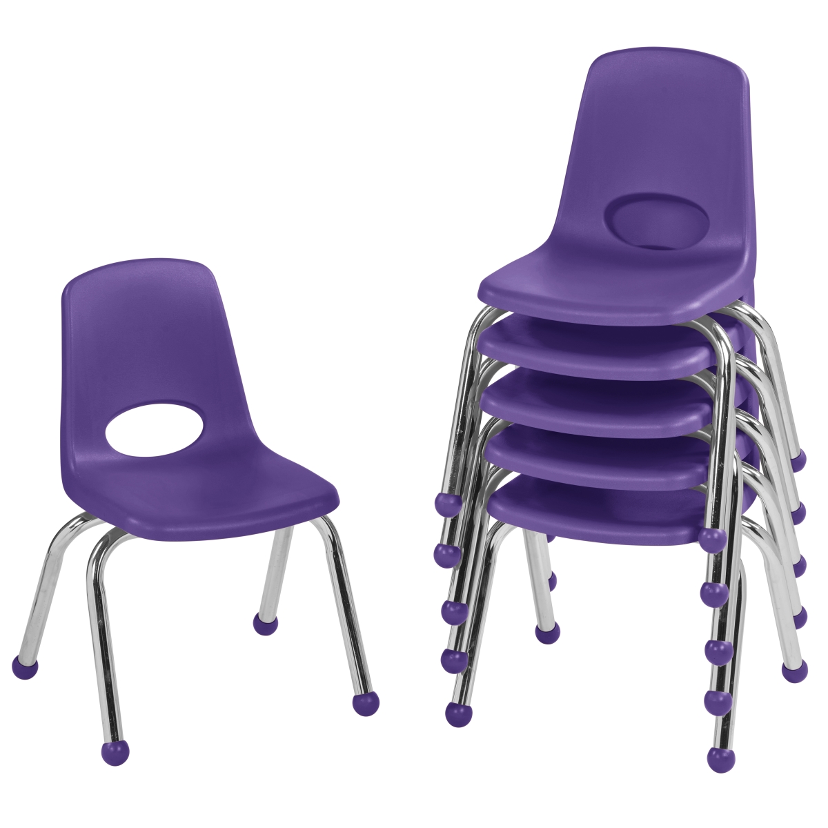 10359-pu 12 In. Rectangle Stack Chair With Ball Glide - Purple - Pack Of 6