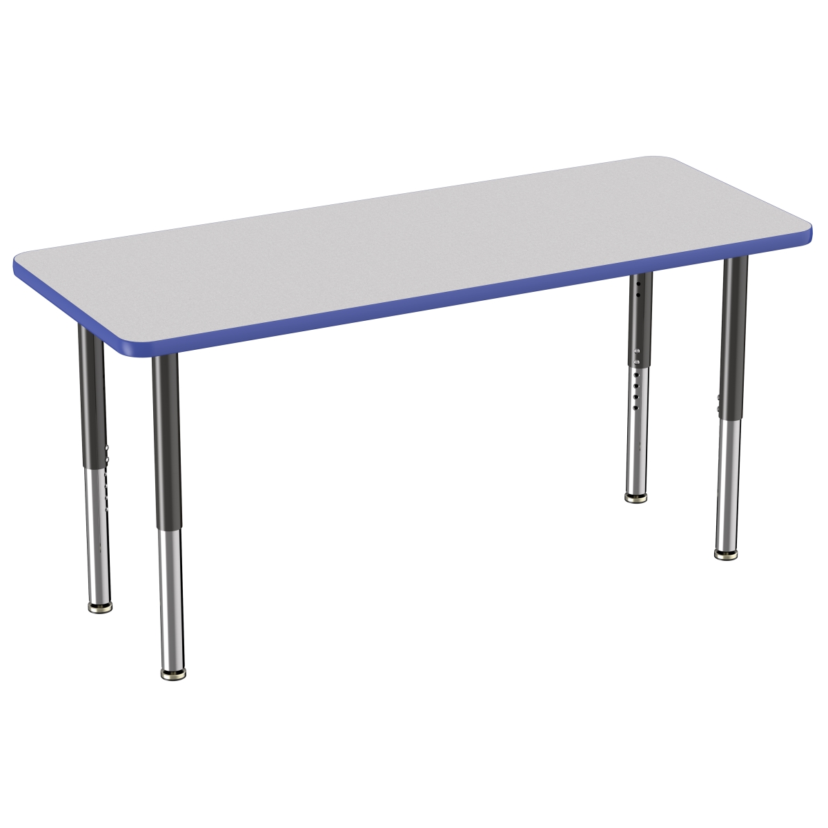 10014-gybl 24 X 60 In. Rectangle T-mold Adjustable Activity Table With Super Leg - Grey & Blue