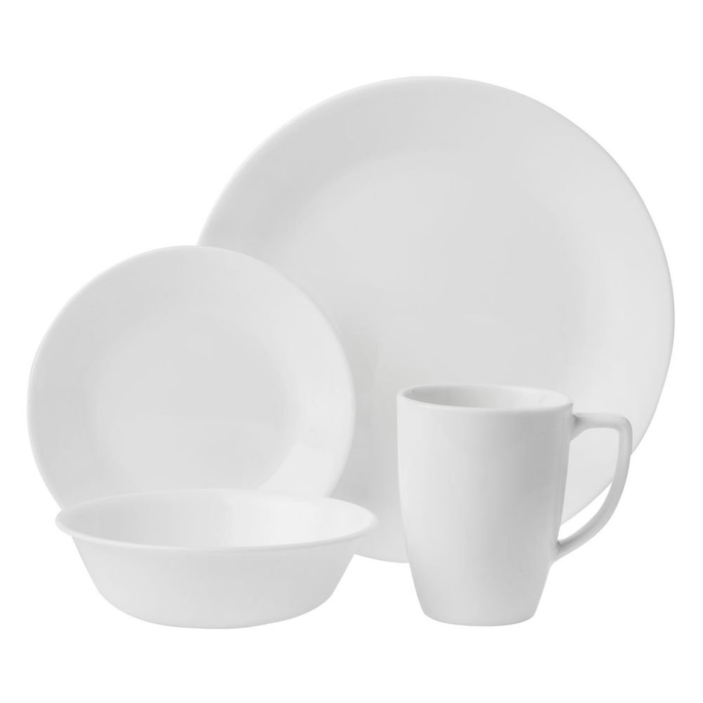 World Kitchen-corelle Livingware 6022003 Dinnerware Set, White - 16 Piece