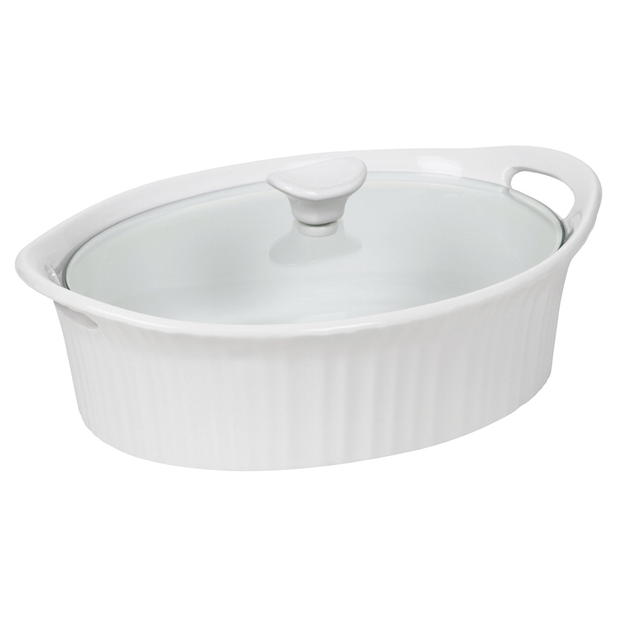 2.5 Qt French White Iii Oval Casserole With Glass Cover - Medium