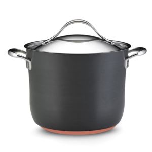 82520 8 Qt. Nouvelle Copper Hard-anodized Nonstick Stockpot With Lid, Dark Gray